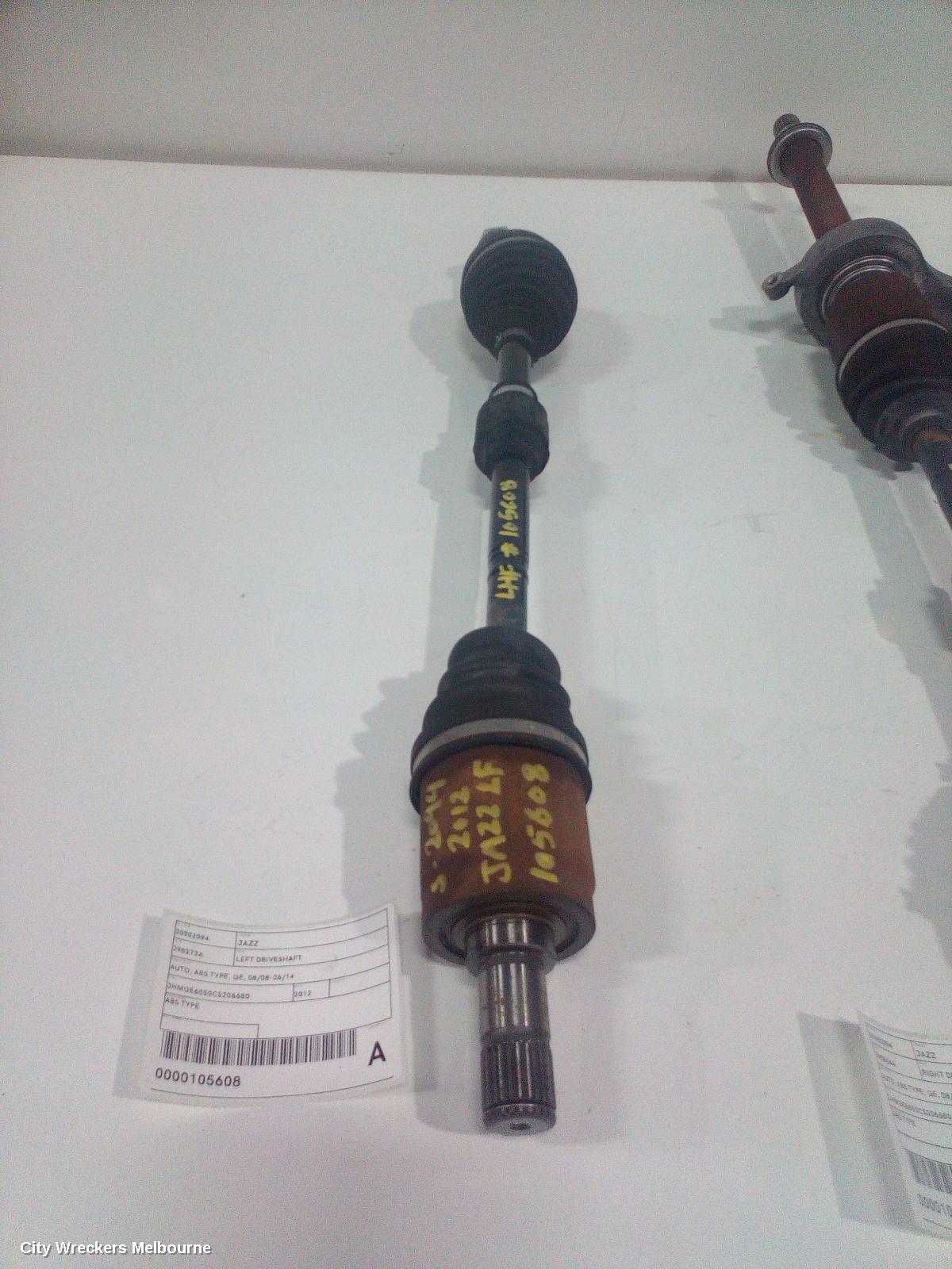 HONDA JAZZ LEFT DRIVESHAFT, AUTO, ABS TYPE, GE, 08/2008 - 06/2014