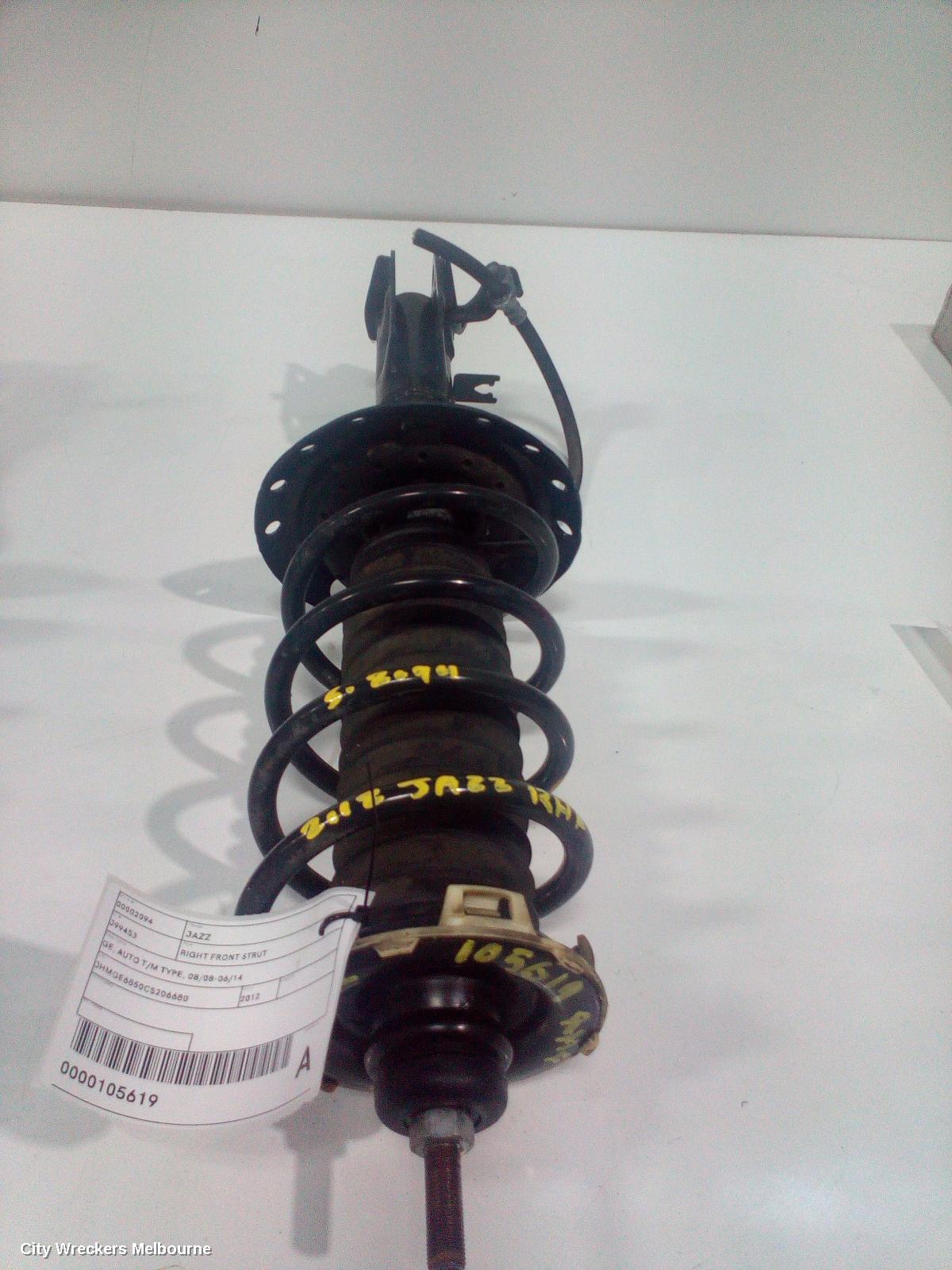 HONDA JAZZ RIGHT FRONT STRUT, GE, AUTO T/M TYPE, 08/2008 - 06/2014