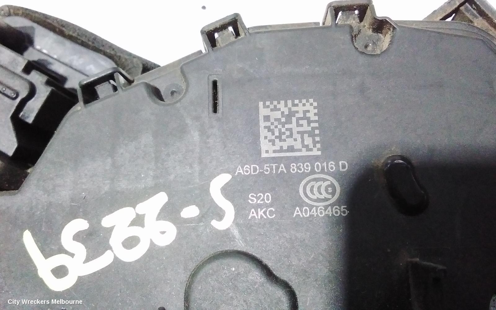 VOLKSWAGEN GOLF DOOR/BOOT/GATE LOCK, RIGHT REAR DOOR LOCK, P/N 5TA839016D, GEN 7, 01/2013 - 08/2020