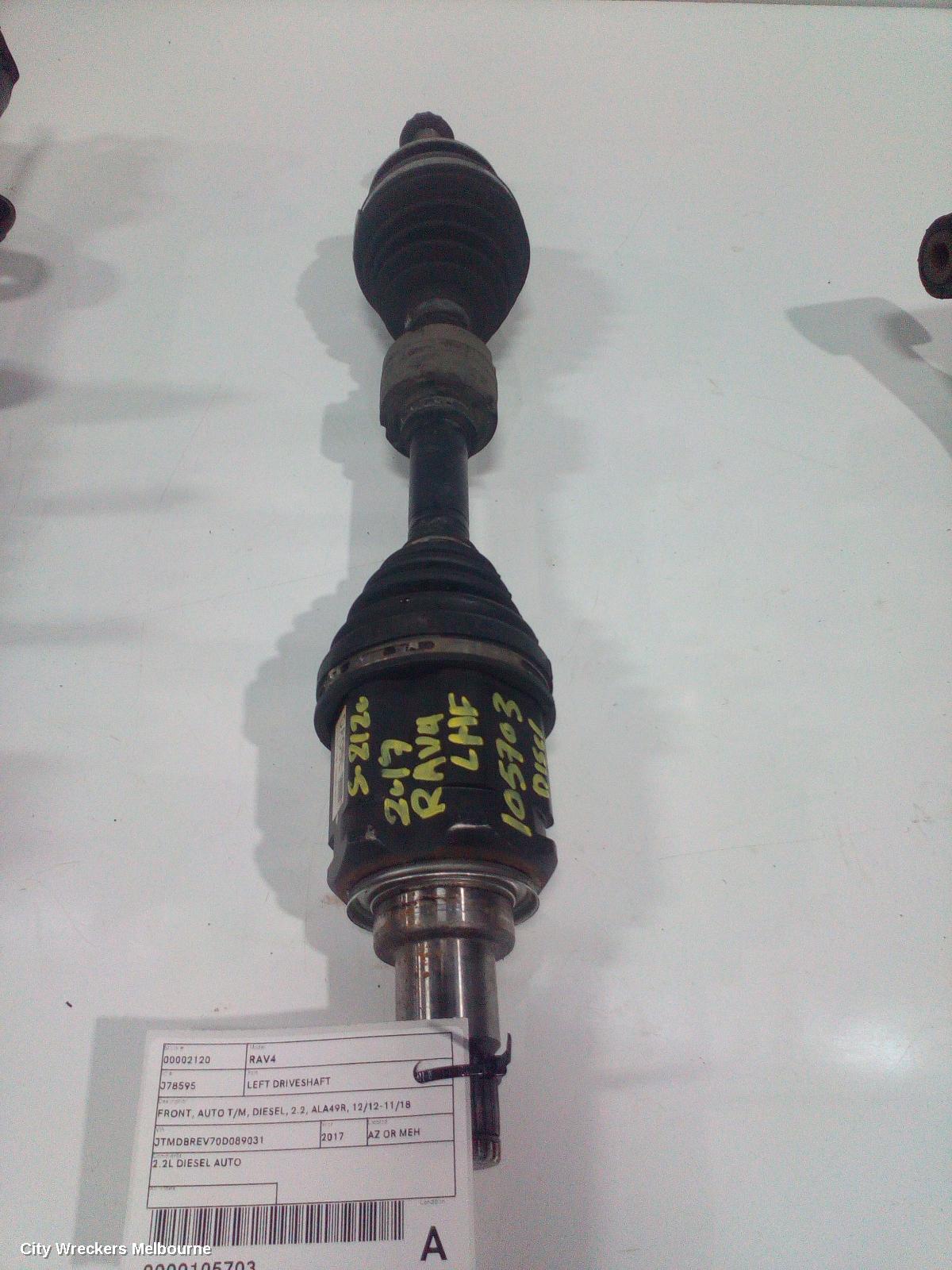 TOYOTA RAV4 LEFT DRIVESHAFT, FRONT, AUTO T/M, DIESEL, 2.2, ALA49R, 12/2012 - 11/2018