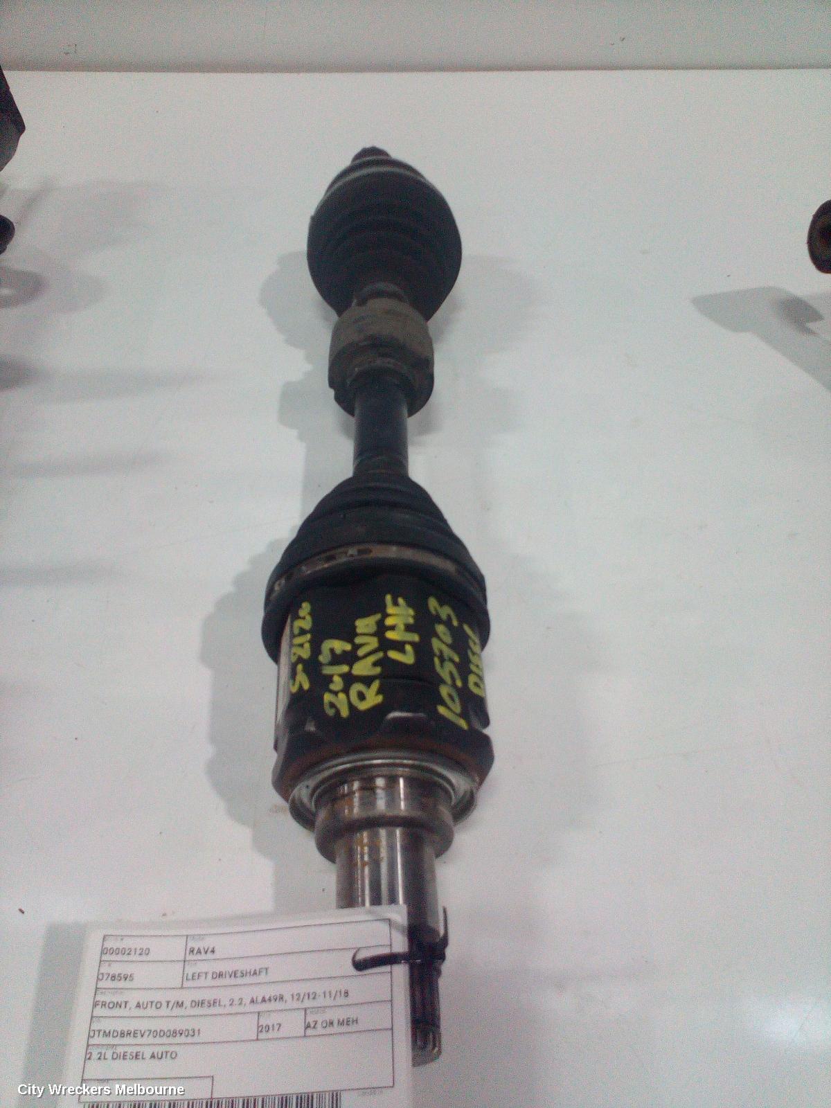TOYOTA RAV4 LEFT DRIVESHAFT, FRONT, AUTO T/M, DIESEL, 2.2, ALA49R, 12/2012 - 11/2018