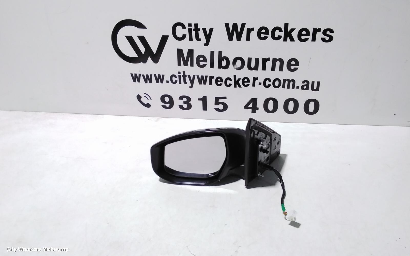 NISSAN PULSAR LEFT DOOR MIRROR, B17, SEDAN, MANUAL FOLD TYPE, 12/2012 - 12/2017