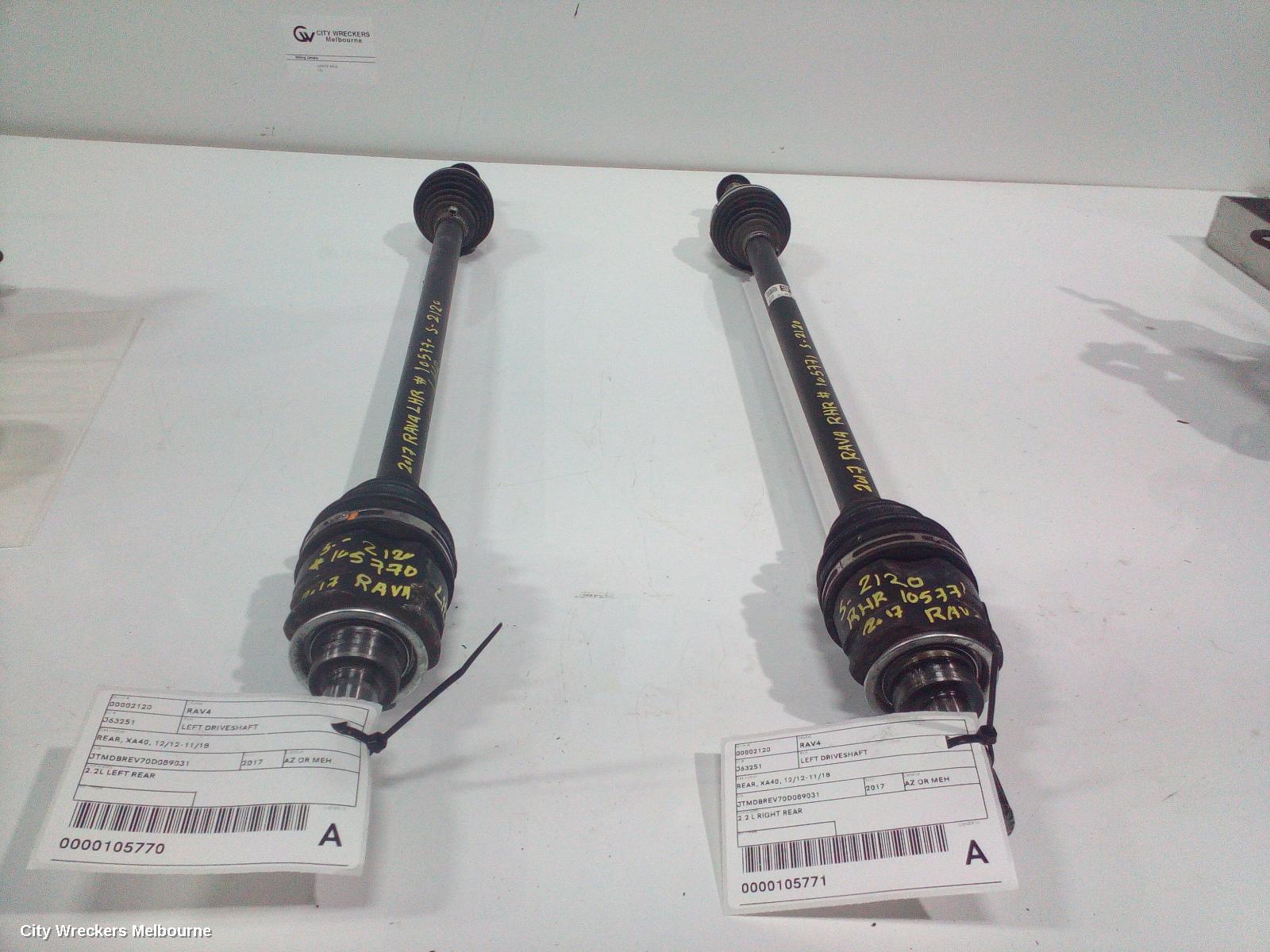 TOYOTA RAV4 LEFT DRIVESHAFT, REAR, XA40, 12/2012 - 11/2018