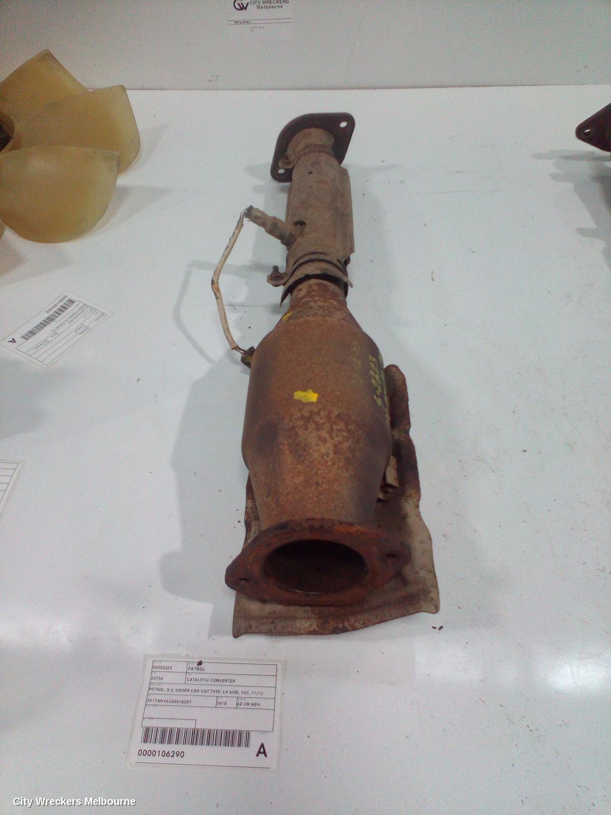 NISSAN PATROL CATALYTIC CONVERTER, PETROL, 5.6, UNDER CAR-CAT TYPE, LH SIDE, Y62, 11/2012 - 01/2016