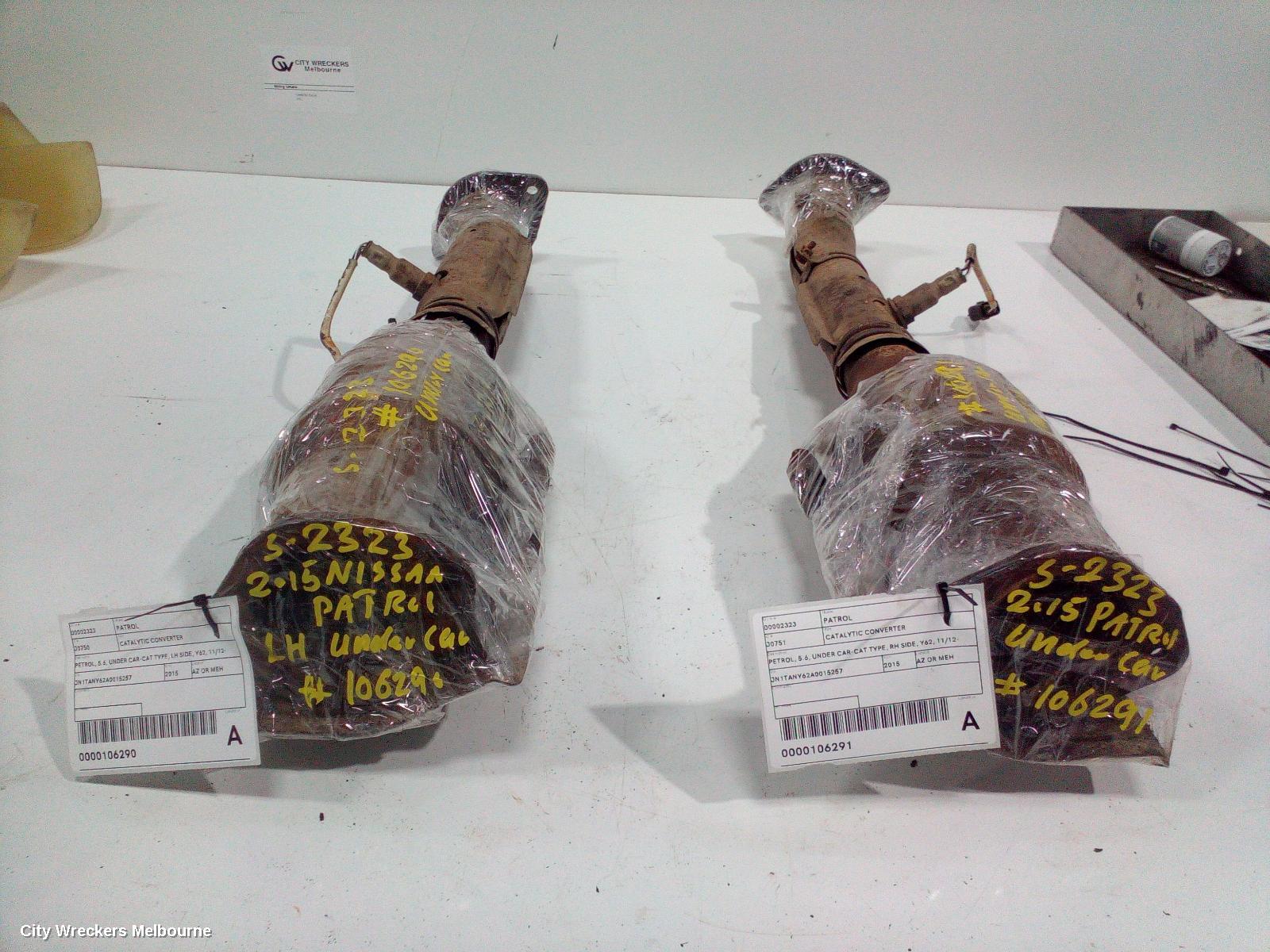 NISSAN PATROL CATALYTIC CONVERTER, PETROL, 5.6, UNDER CAR-CAT TYPE, LH SIDE, Y62, 11/2012 - 01/2016