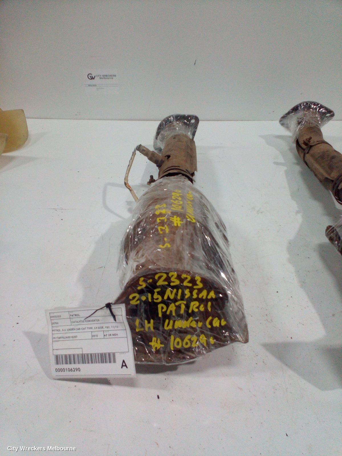 NISSAN PATROL CATALYTIC CONVERTER, PETROL, 5.6, UNDER CAR-CAT TYPE, LH SIDE, Y62, 11/2012 - 01/2016