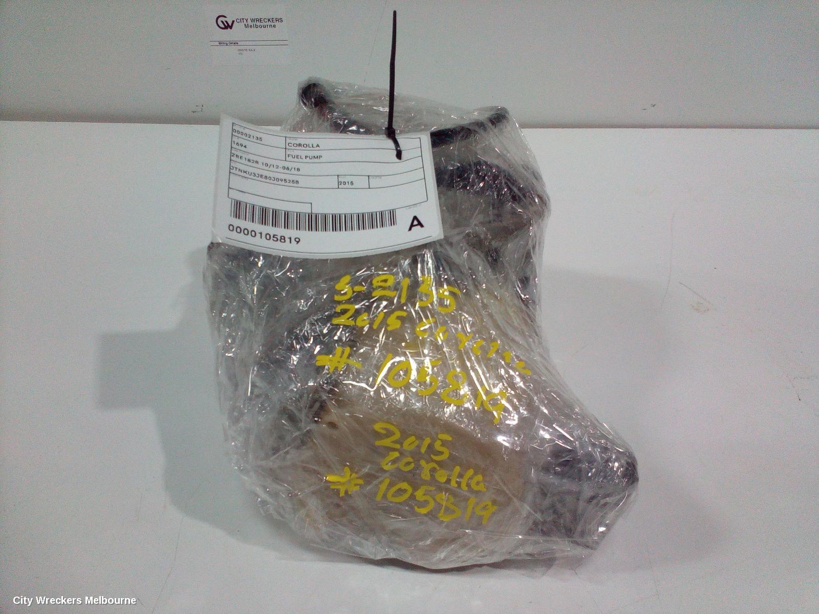 TOYOTA COROLLA FUEL PUMP, 182R HATCH, PETROL, 1.8, 2ZR-FE, IN TANK (PUMP & SENDER), 10/2012 - 06/2019