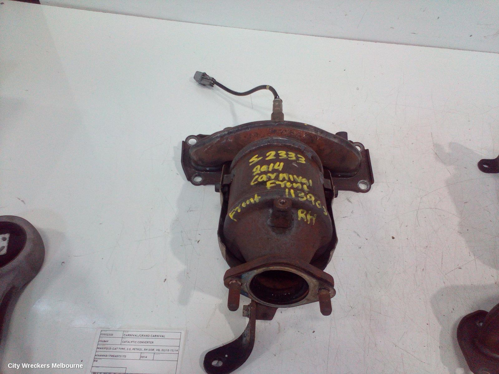 KIA CARNIVAL/GRAND CARNIVAL CATALYTIC CONVERTER, MANIFOLD-CAT TYPE, 3.5, PETROL, RH SIDE, VQ, 03/2010 - 12/2014