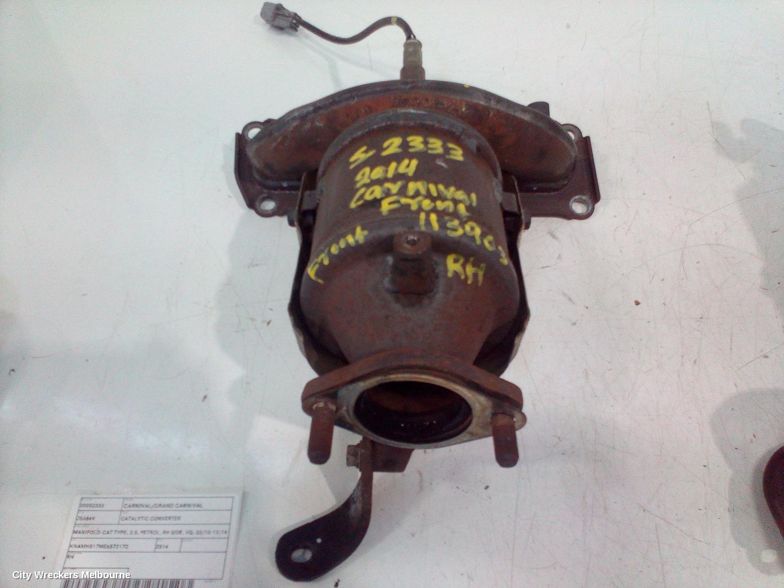 KIA CARNIVAL/GRAND CARNIVAL CATALYTIC CONVERTER, MANIFOLD-CAT TYPE, 3.5, PETROL, RH SIDE, VQ, 03/2010 - 12/2014
