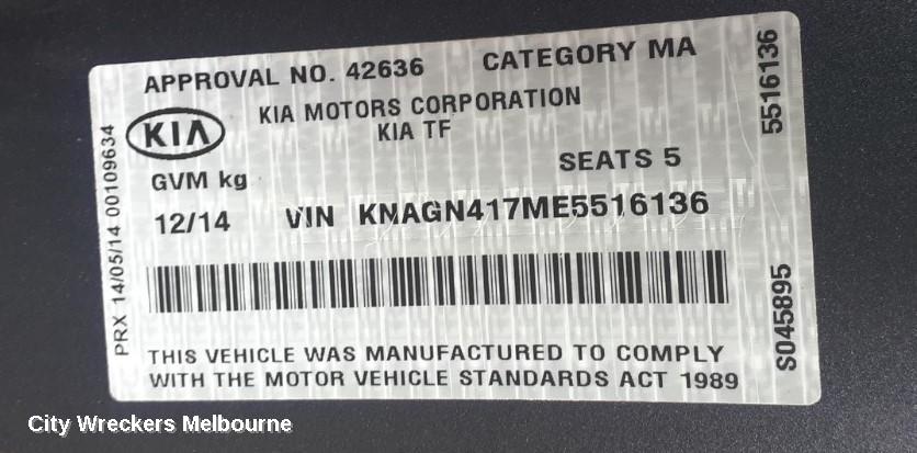 KIA OPTIMA LEFT INDICATOR/FOG/SIDE, BUMPER FOGLAMP, TF, PLATINUM, 10/2013 - 10/2015