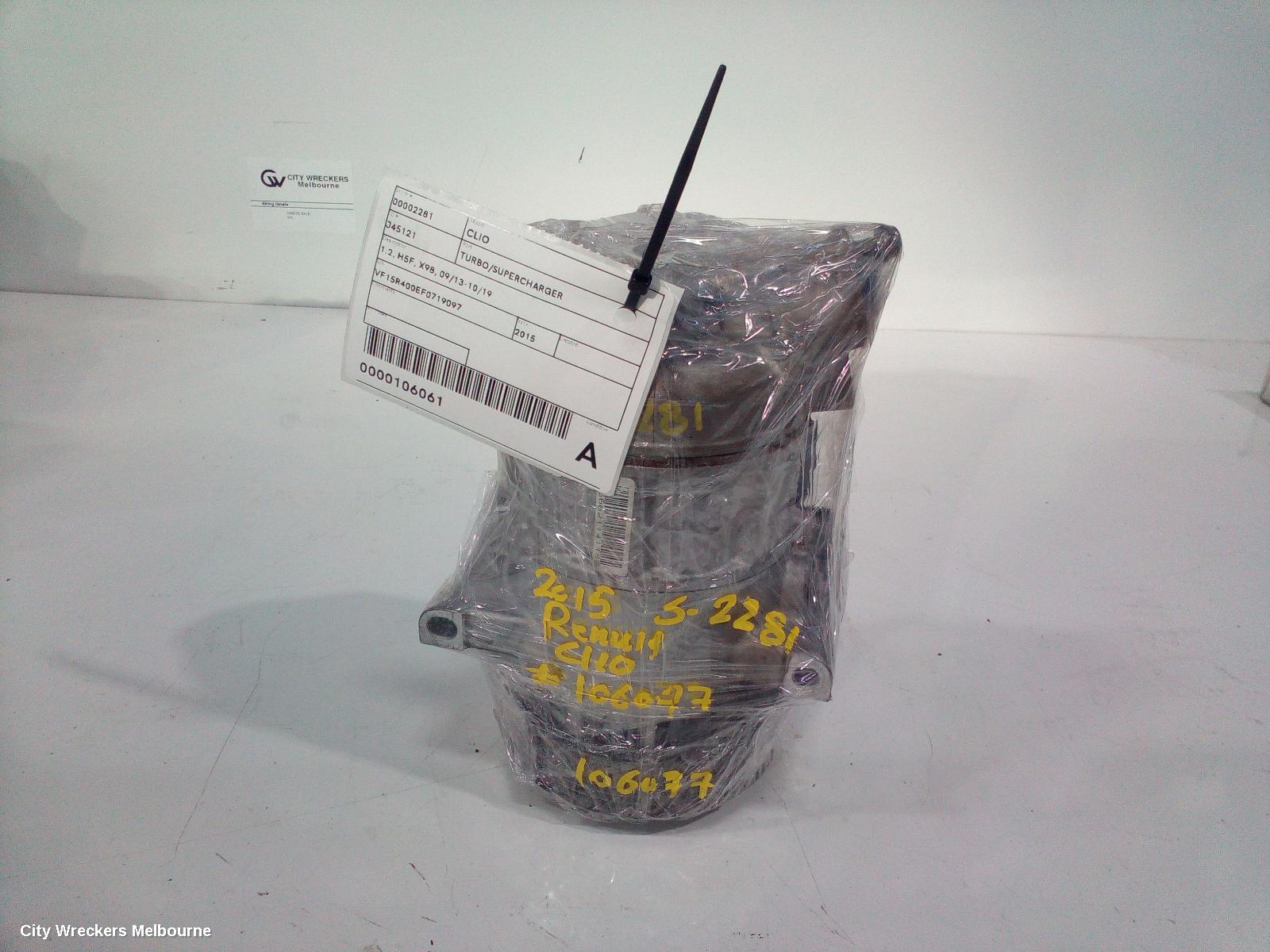 RENAULT CLIO TURBO SUPERCHARGER, 1.2, H5F, X98, 09/2013 - 10/2019