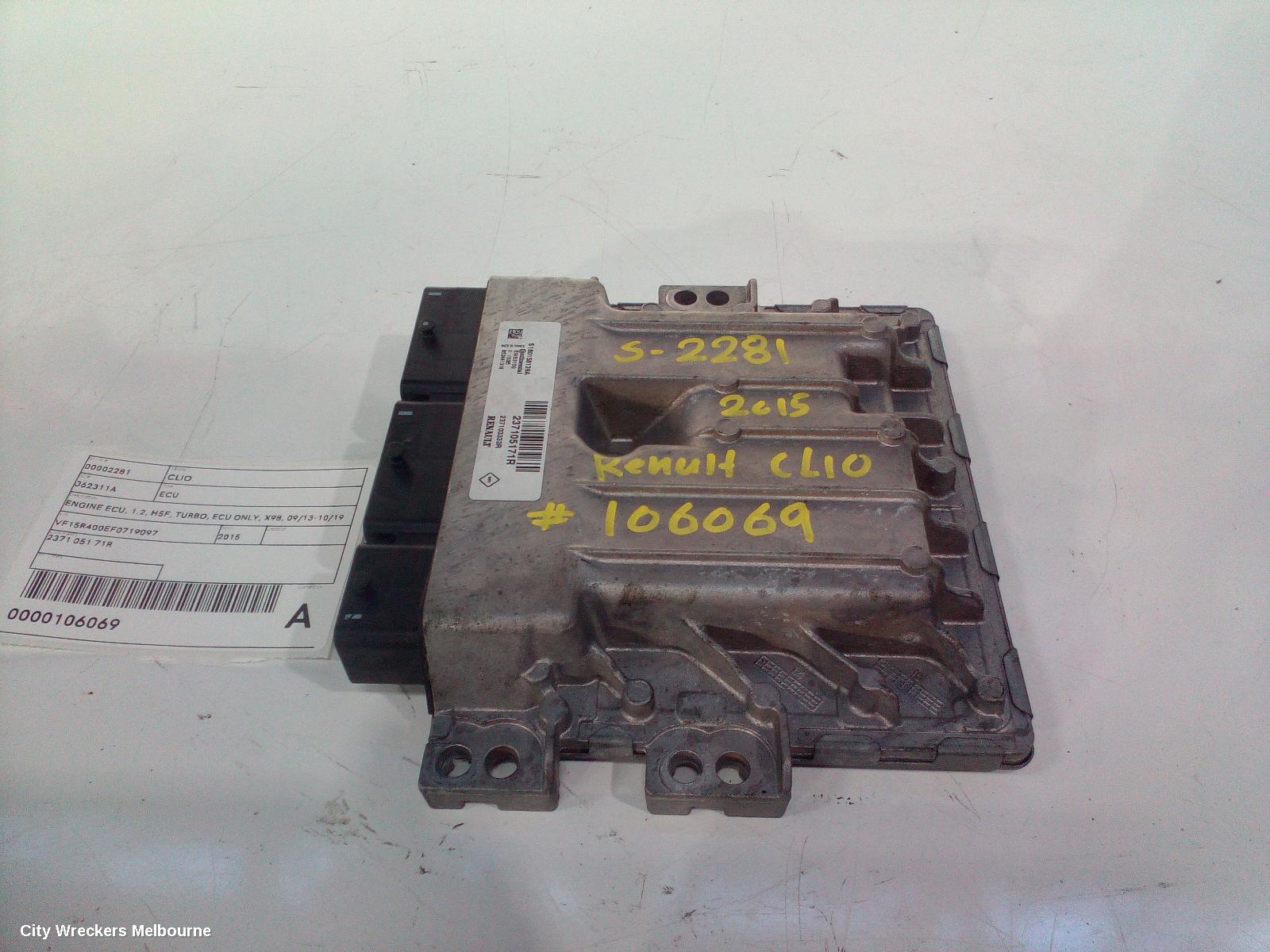 RENAULT CLIO ECU, ENGINE ECU, 1.2, H5F, TURBO, ECU ONLY, X98, 09/2013 - 10/2019
