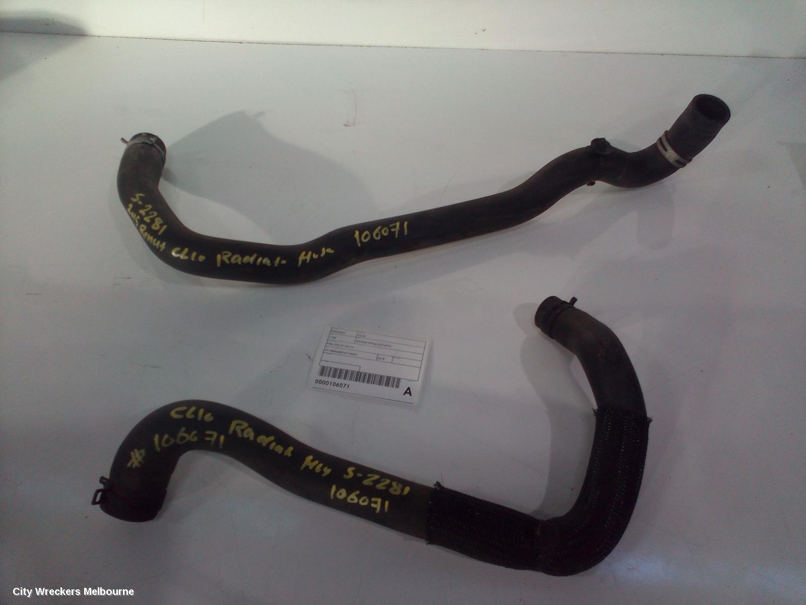 RENAULT CLIO WATER PIPES/OUTLETS, X98, 09/2013 - 10/2019