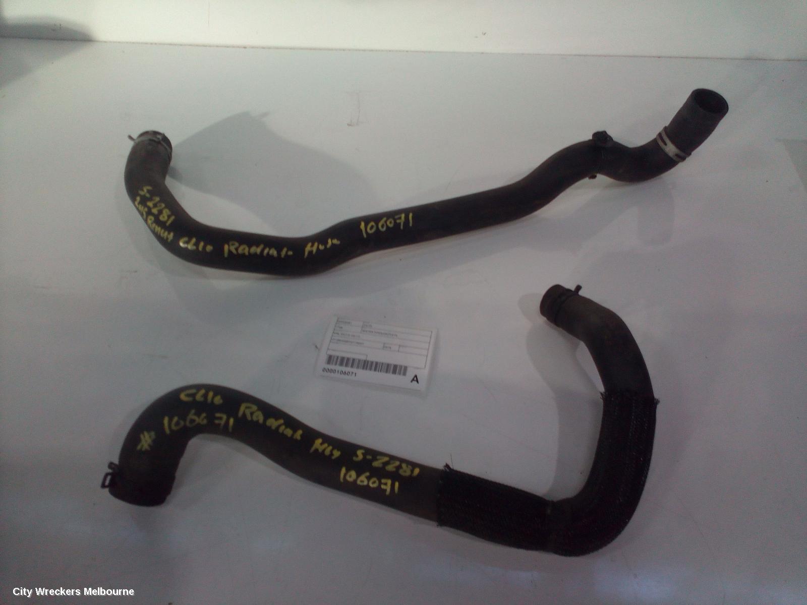 RENAULT CLIO WATER PIPES/OUTLETS, X98, 09/2013 - 10/2019