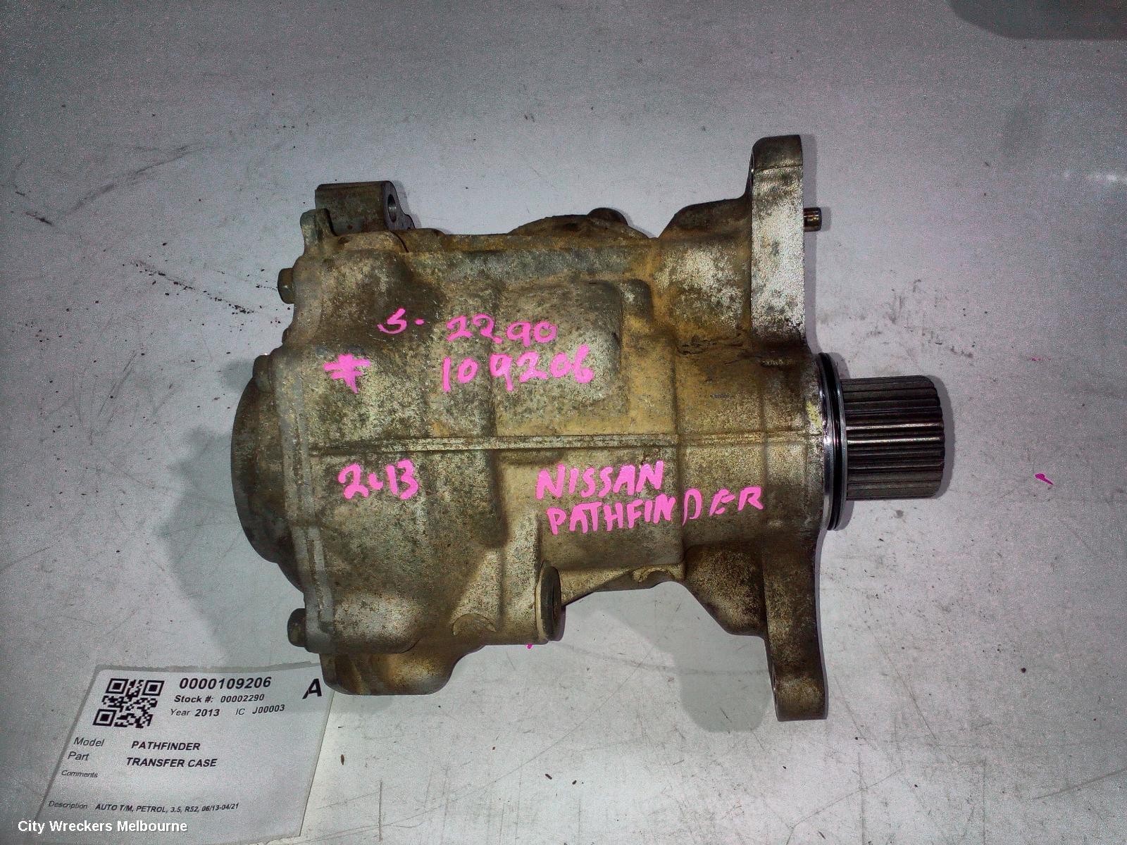 NISSAN PATHFINDER TRANSFER CASE, AUTO T/M, PETROL, 3.5, R52, 06/2013 - 04/2021