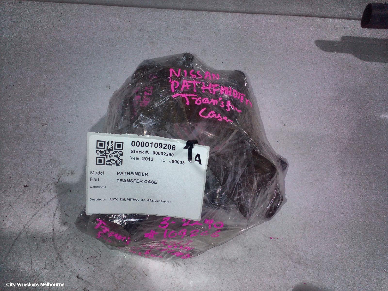 NISSAN PATHFINDER TRANSFER CASE, AUTO T/M, PETROL, 3.5, R52, 06/2013 - 04/2021