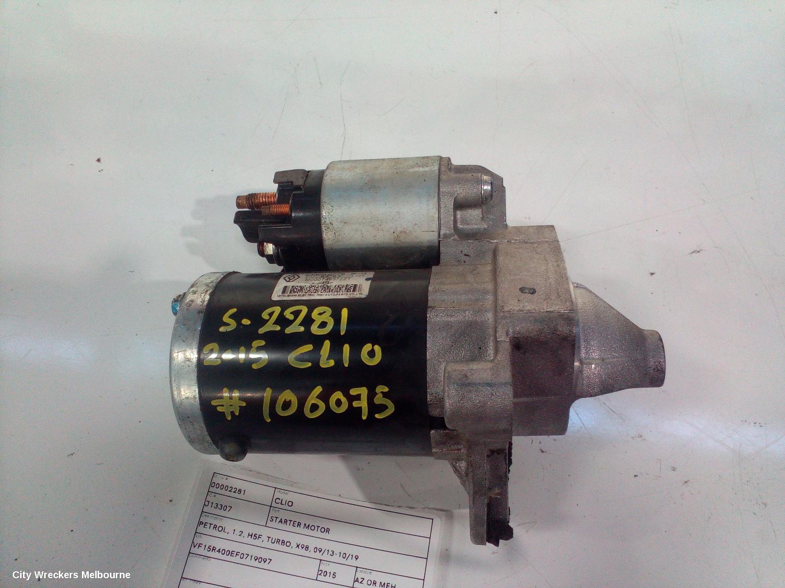 RENAULT CLIO STARTER, PETROL, 1.2, H5F, TURBO, X98, 09/2013 - 10/2019
