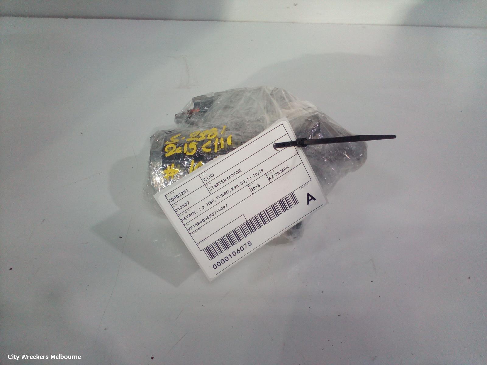 RENAULT CLIO STARTER, PETROL, 1.2, H5F, TURBO, X98, 09/2013 - 10/2019