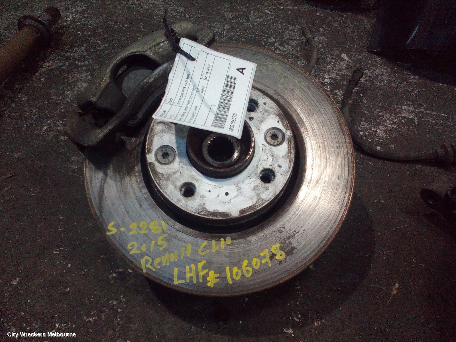 RENAULT CLIO LEFT FRONT HUB ASSEMBLY, X98, NON RS SPORT TYPE, 09/2013 - 10/2019