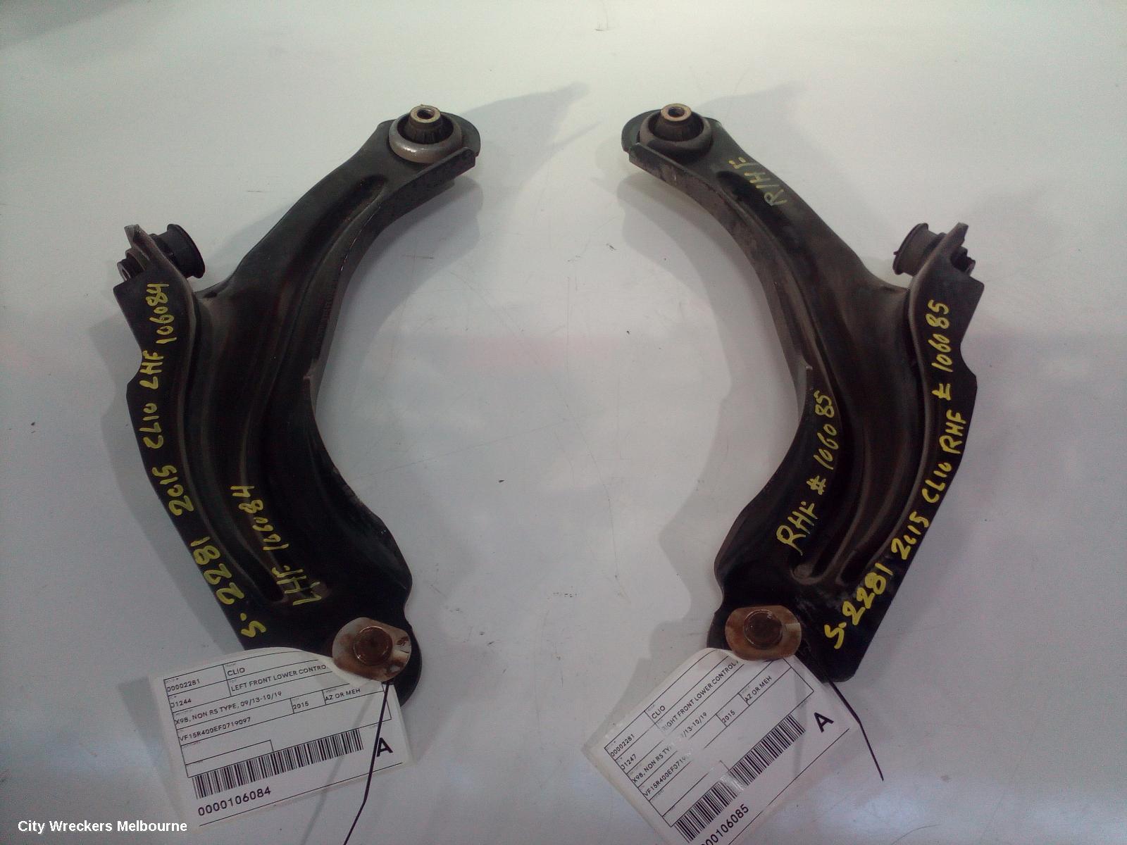 RENAULT CLIO RIGHT FRONT LOWER CONTROL ARM, X98, NON RS TYPE, 09/2013 - 10/2019