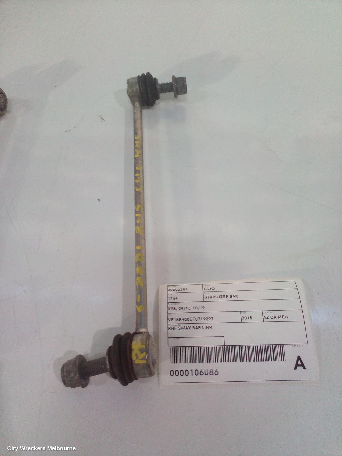 RENAULT CLIO STABILISER BAR, X98, 09/2013 - 10/2019