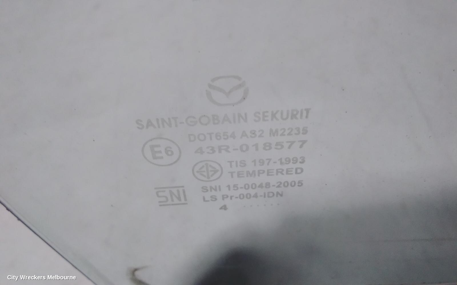 MAZDA 2 RIGHT FRONT DOOR WINDOW, DJ/DL, 09/2014 ONWARDS