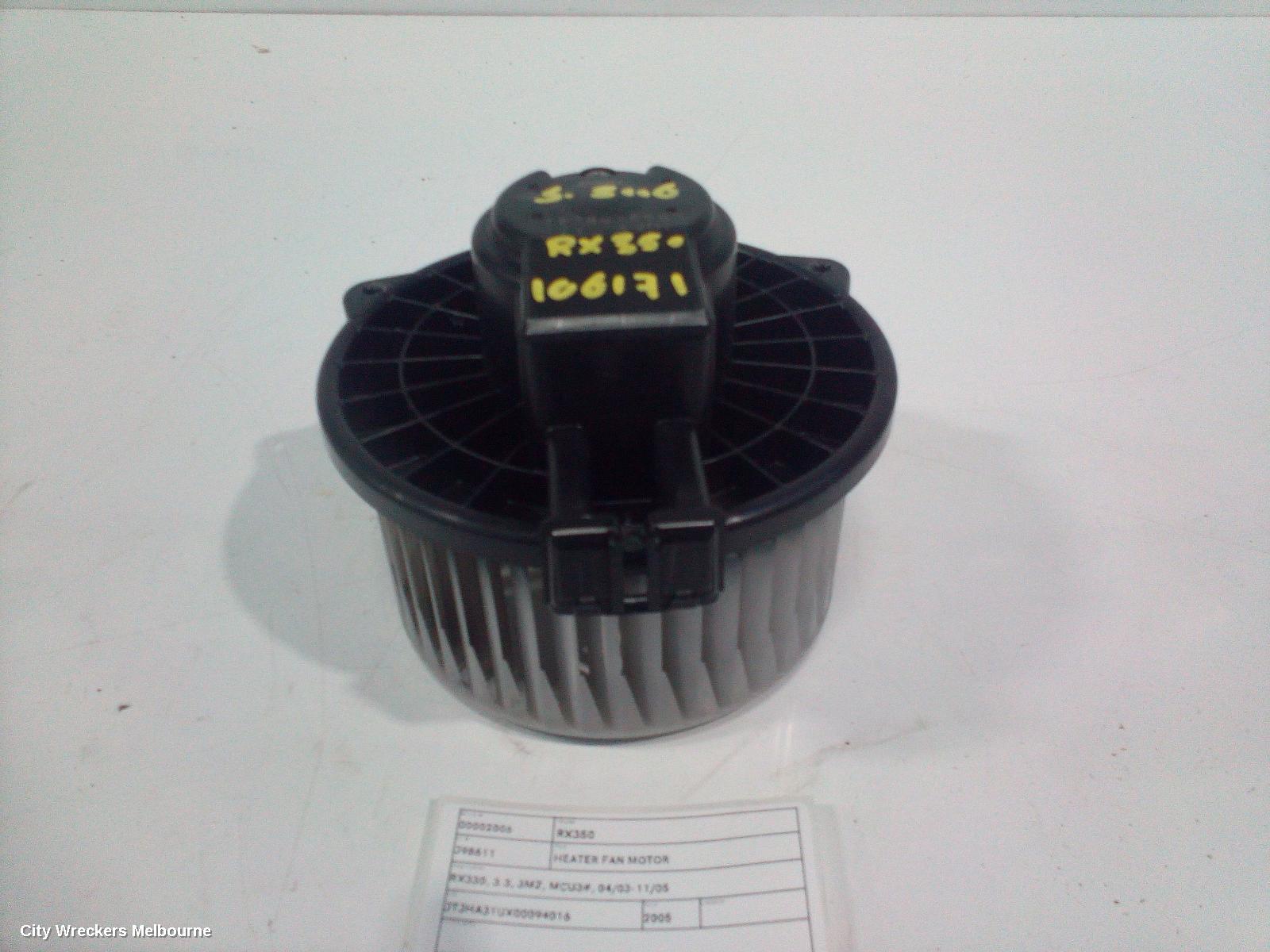 LEXUS RX SERIES HEATER FAN MOTOR, RX330, 3.3, 3MZ, MCU3#, 04/2003 - 11/2005