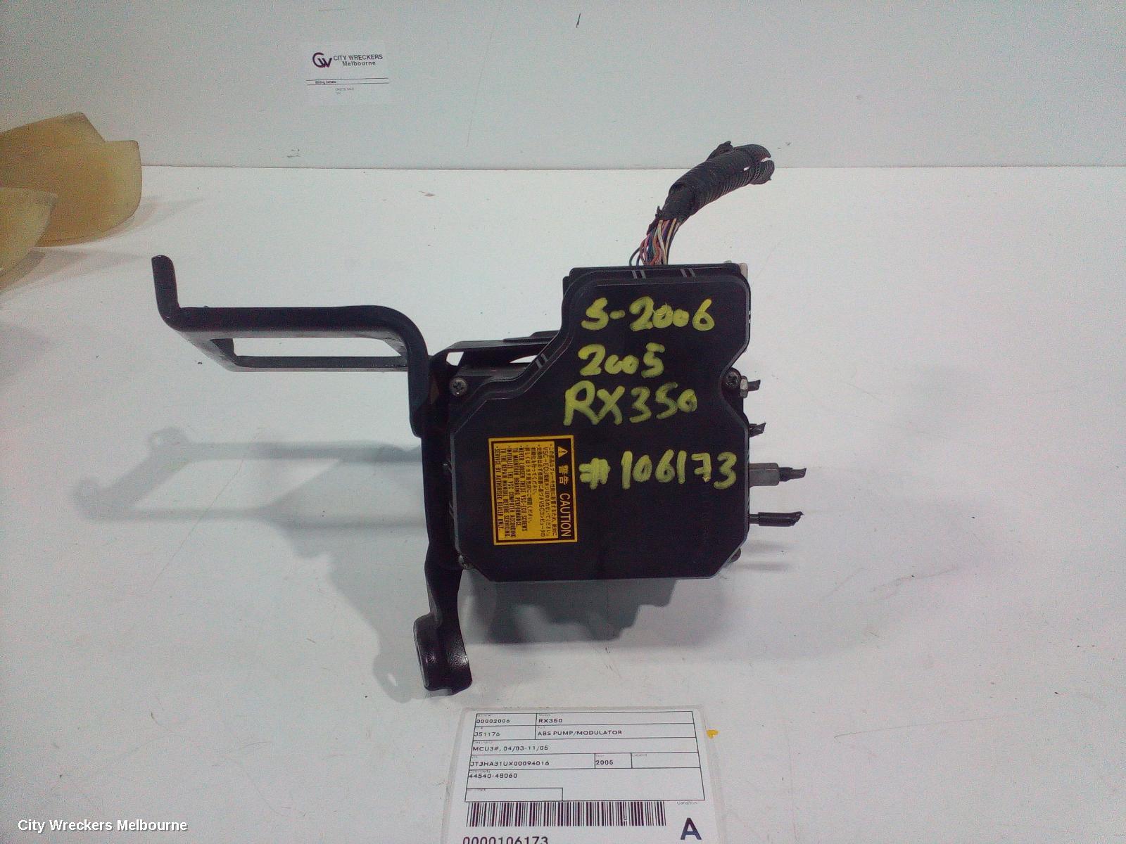 LEXUS RX SERIES ABS PUMP/MODULATOR, MCU3#, 04/2003 - 11/2005