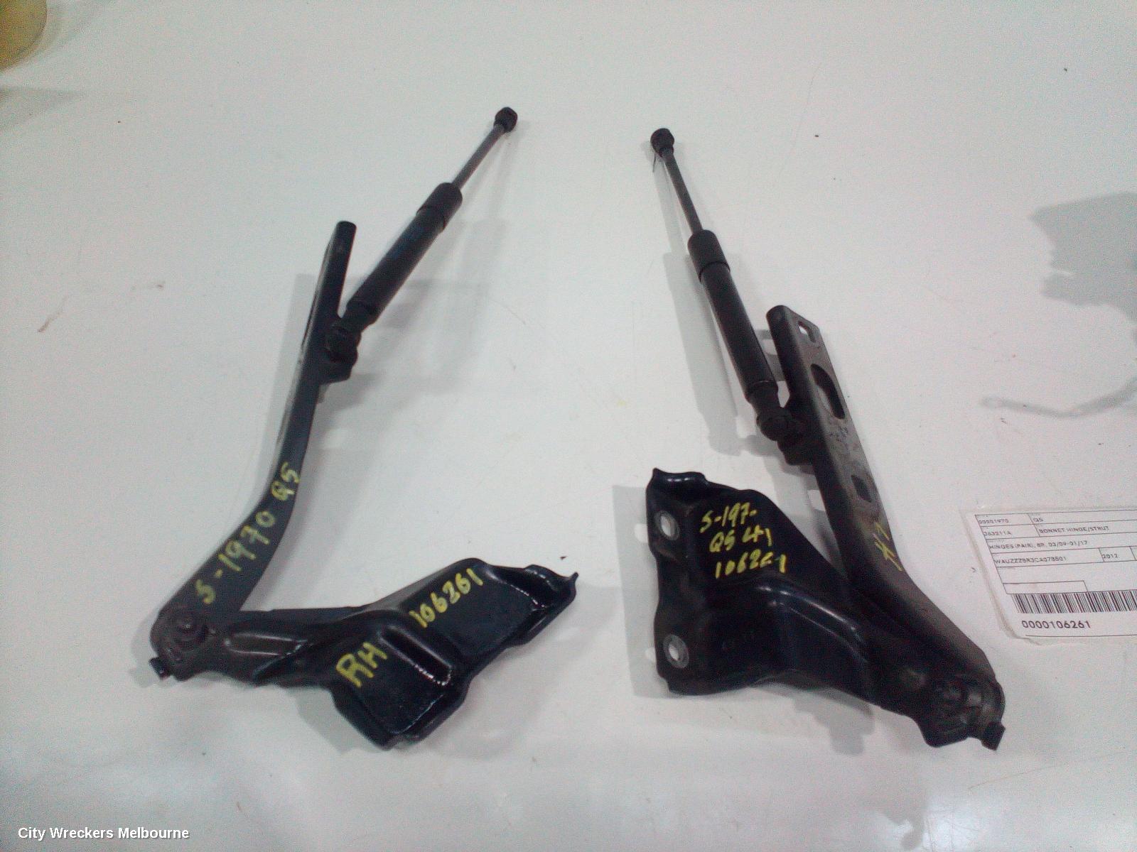 AUDI Q5 BONNET HINGE/STRUT, HINGES (PAIR), 8R, 03/2009 - 01/2017