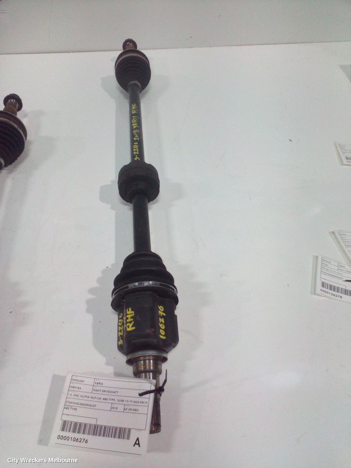 TOYOTA YARIS RIGHT DRIVESHAFT, 1.3, 2NZ, NCP9#-NCP13#, ABS TYPE, 10/2005 - 12/2019 (AUS ONLY)