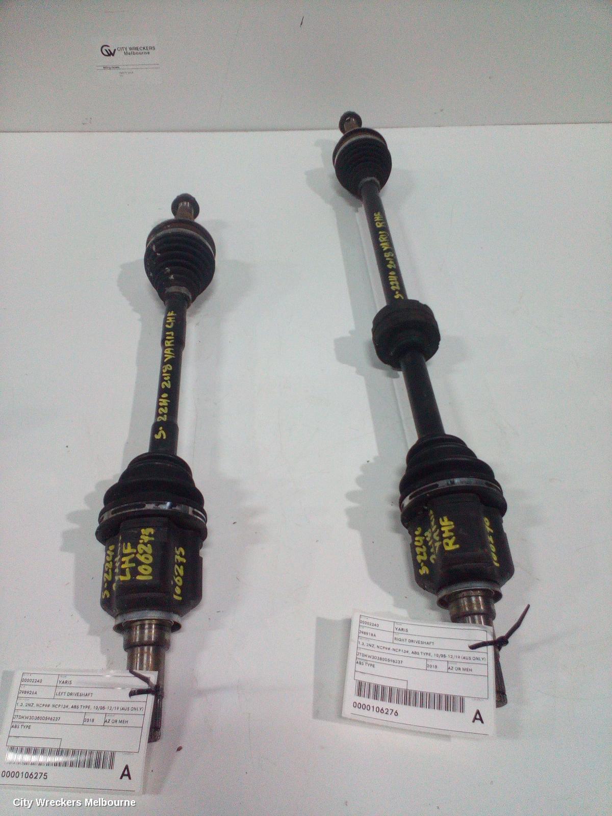 TOYOTA YARIS RIGHT DRIVESHAFT, 1.3, 2NZ, NCP9#-NCP13#, ABS TYPE, 10/2005 - 12/2019 (AUS ONLY)