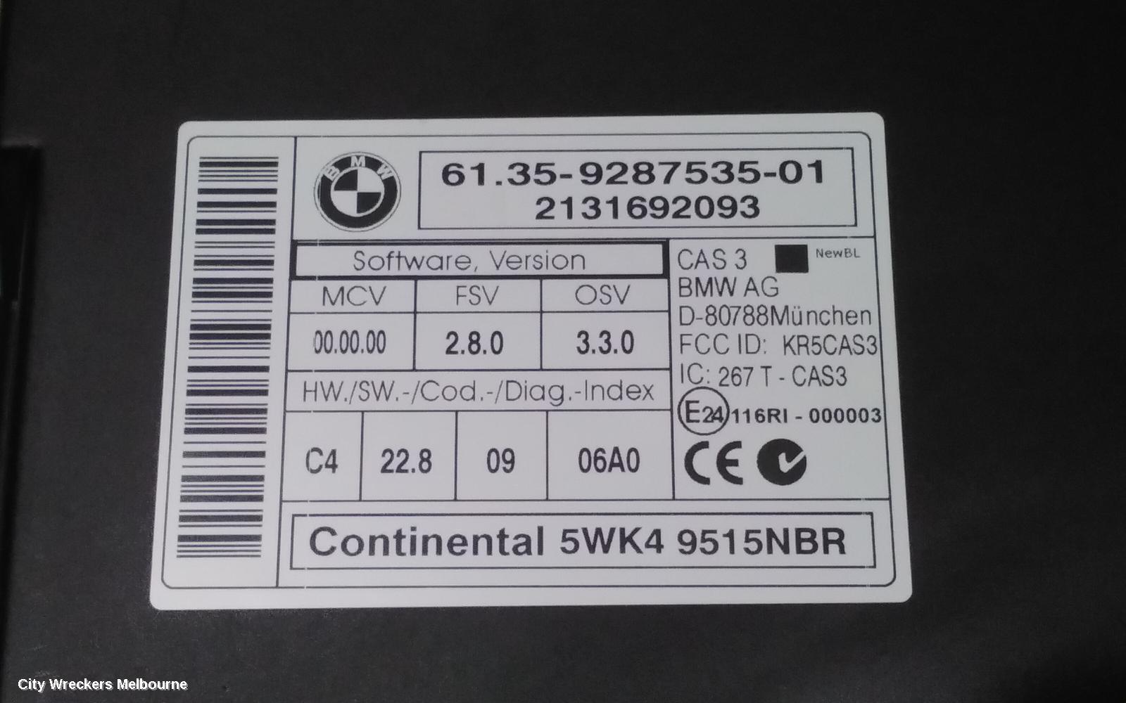 BMW 3 SERIES ECU, FOOTWELL MODULE, E90/E91/E92/E93, 03/2005 - 12/2013