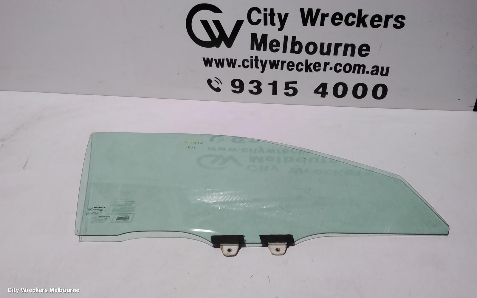 HONDA CIVIC RIGHT FRONT DOOR WINDOW, 7TH GEN, SEDAN, 11/2000 - 12/2005