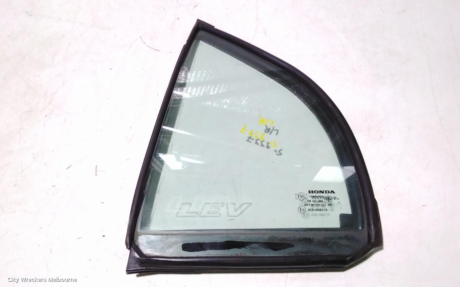 HONDA CIVIC LEFT REAR 1/4 DOOR GLASS, 7TH GEN, SEDAN, 11/2000 - 12/2005
