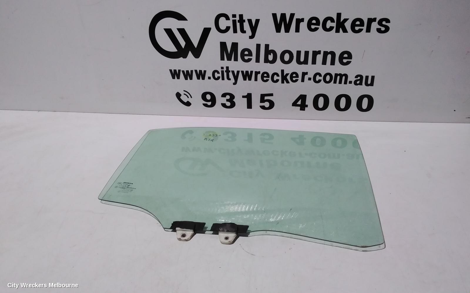 HONDA CIVIC RIGHT REAR DOOR WINDOW, 7TH GEN, SEDAN, 11/2000 - 12/2005
