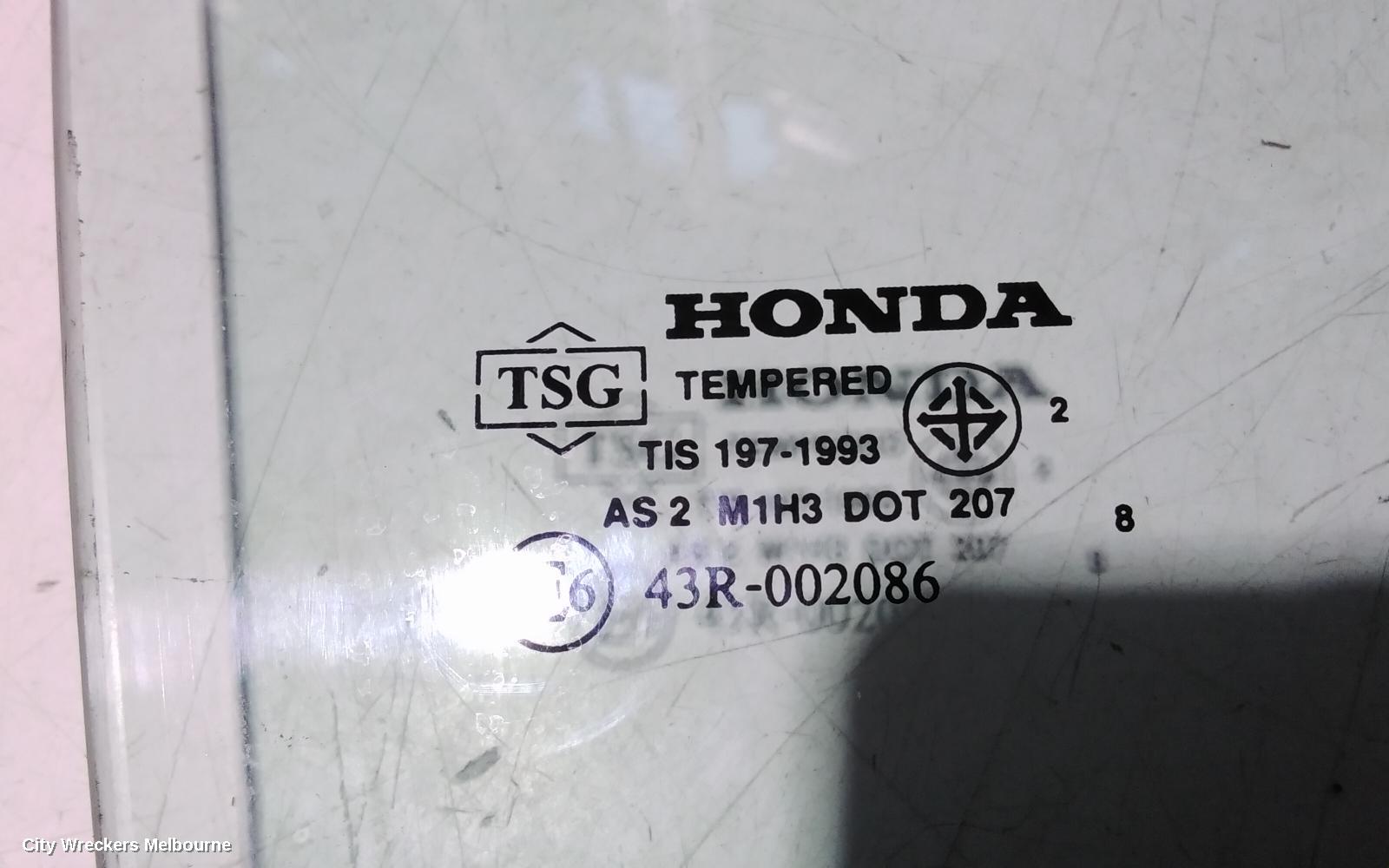 HONDA CIVIC RIGHT REAR DOOR WINDOW, 7TH GEN, SEDAN, 11/2000 - 12/2005