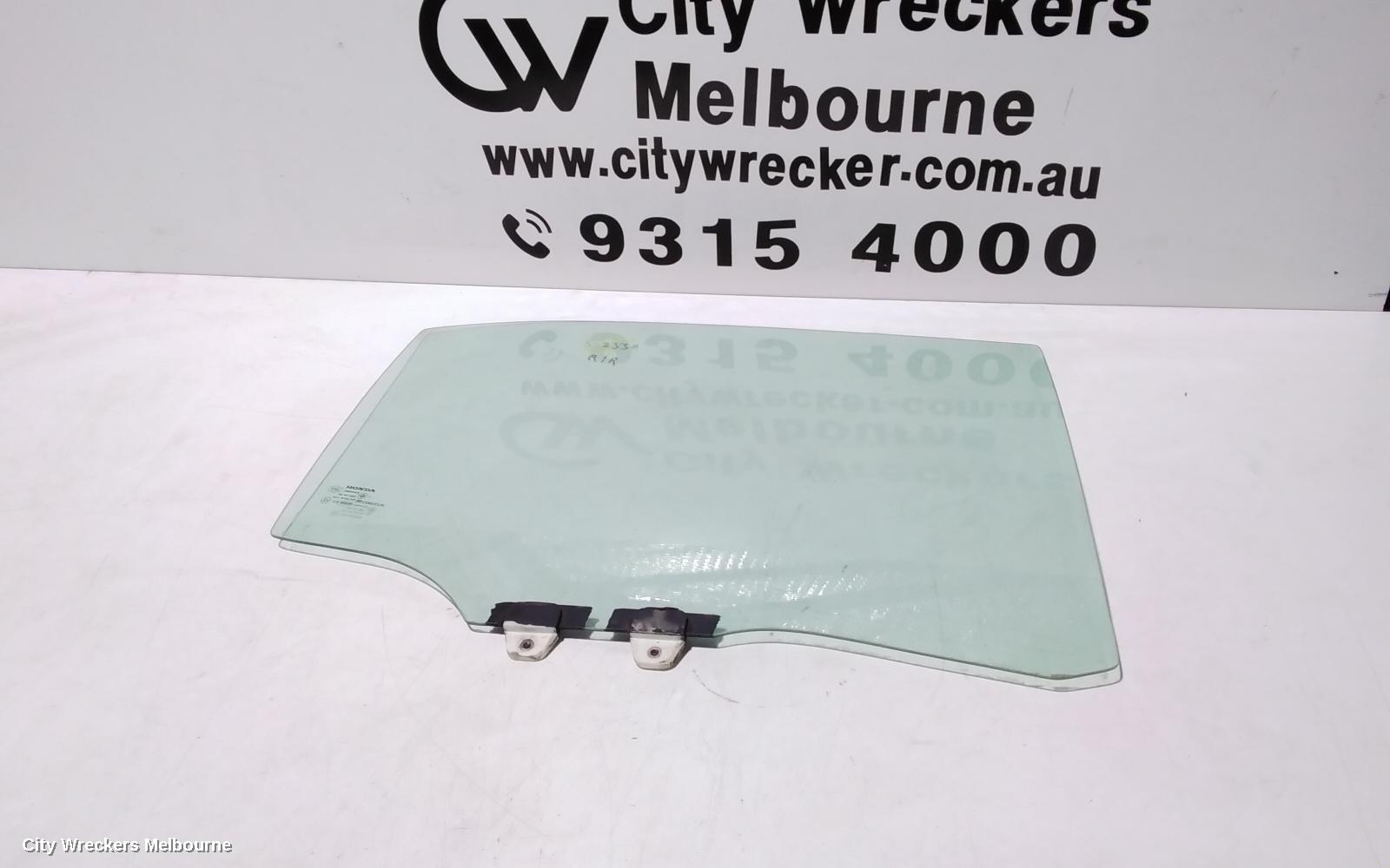 HONDA CIVIC RIGHT REAR DOOR WINDOW, 7TH GEN, SEDAN, 11/2000 - 12/2005