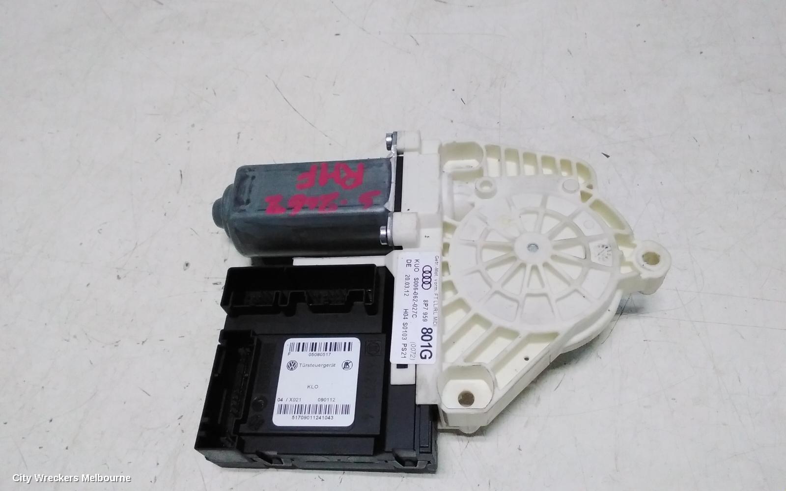 AUDI A3 RIGHT FRONT WINDOW REG/MOTOR, 8P, 2DR CABRIOLET, 11/2009 - 04/2013