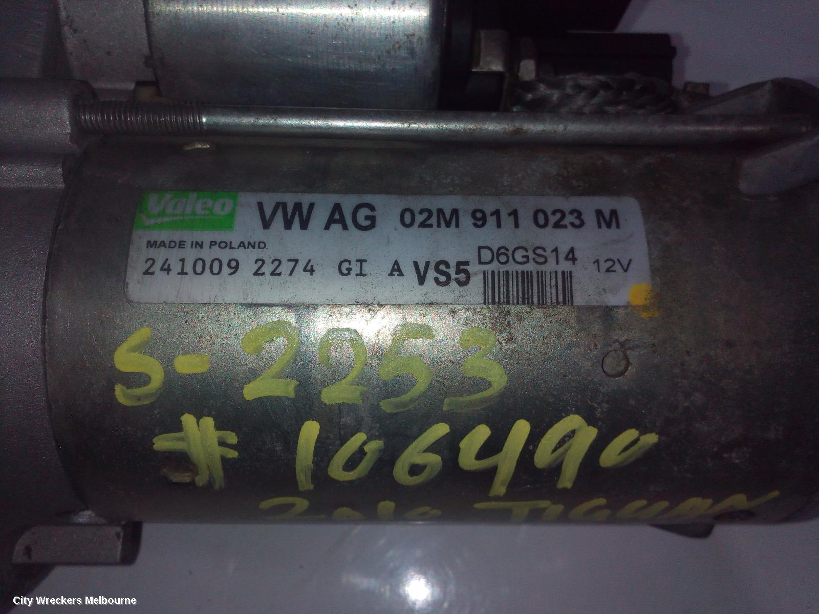 VOLKSWAGEN TIGUAN STARTER, PETROL, 2.0, 5N, CAWA/CCZC/CCZD/CAWB CODE, 05/2008 - 08/2016