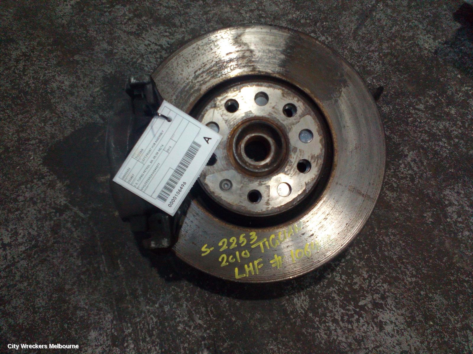 VOLKSWAGEN TIGUAN LEFT FRONT HUB ASSEMBLY, 2.0, TURBO PETROL, 5N, 05/2008 - 08/2016