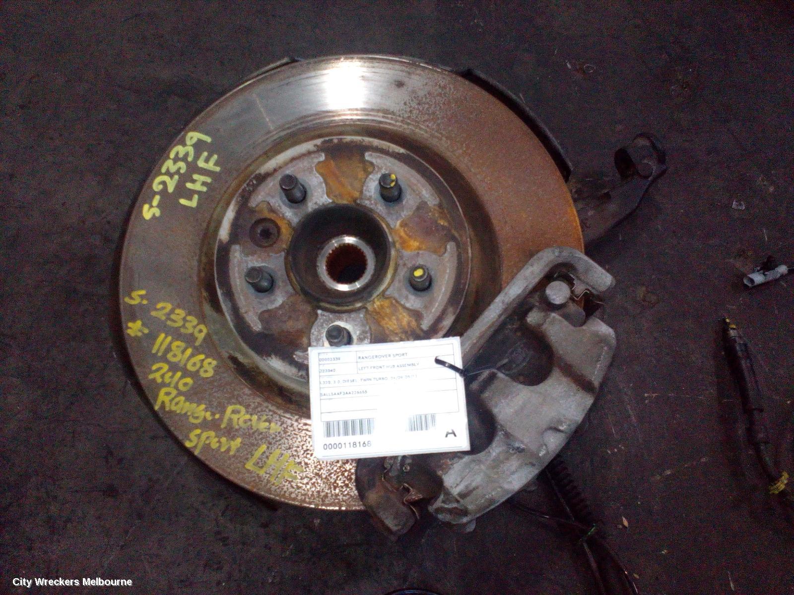 LAND ROVER RANGEROVER SPORT LEFT FRONT HUB ASSEMBLY, L320, 3.0, DIESEL, TWIN TURBO, 09/2009 - 05/2013