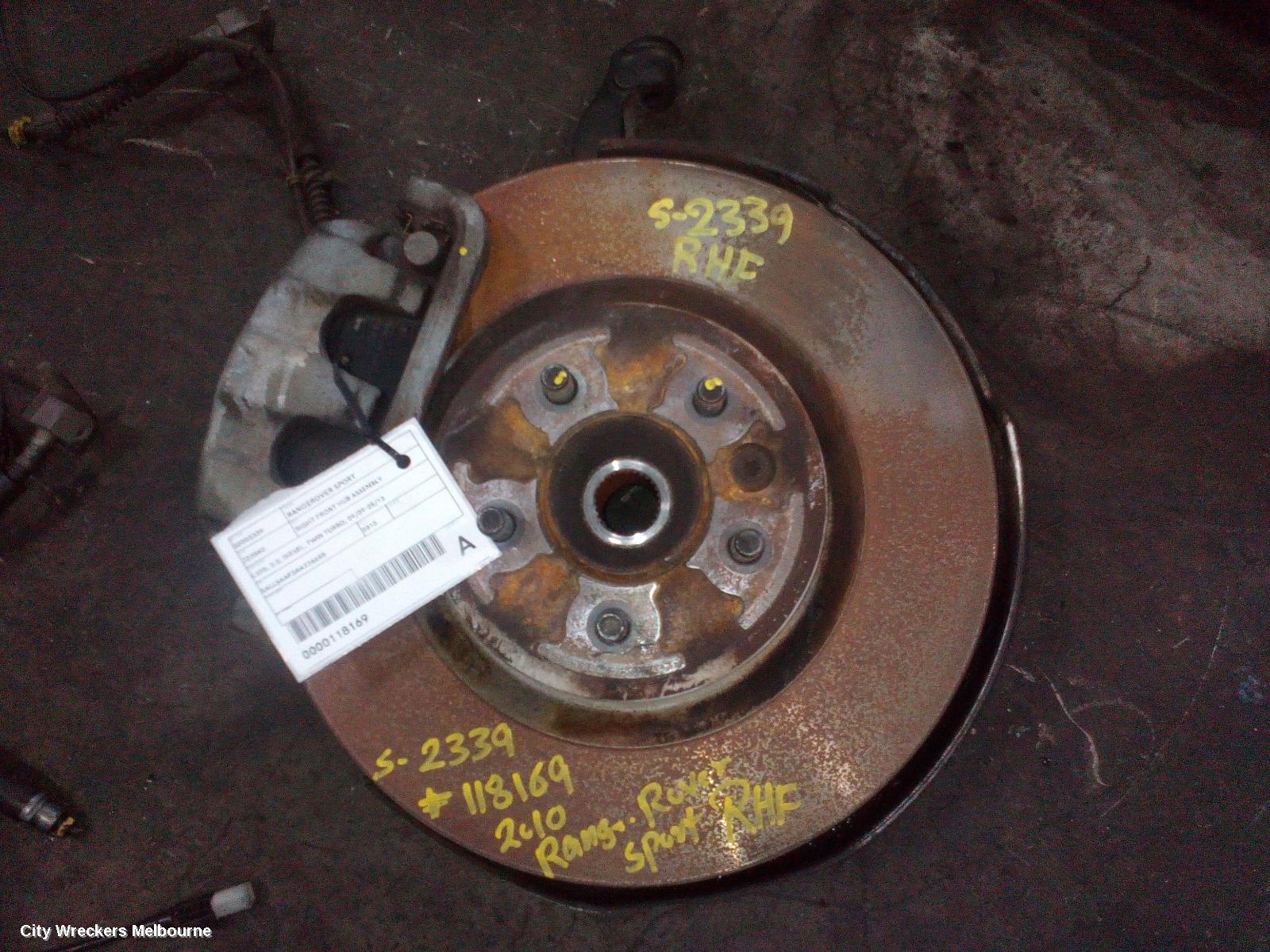 LAND ROVER RANGEROVER SPORT RIGHT FRONT HUB ASSEMBLY, L320, 3.0, DIESEL, TWIN TURBO, 09/2009 - 05/2013
