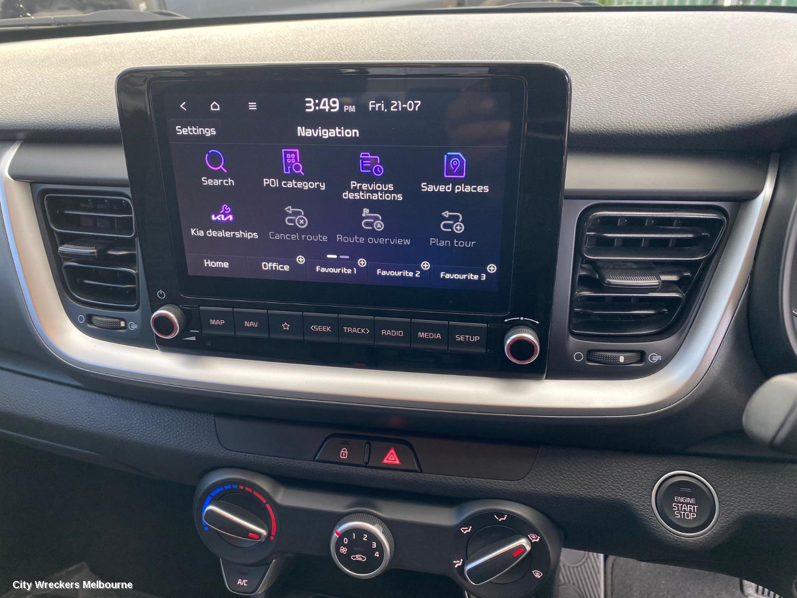 KIA STONIC RADIO/CD/DVD/SAT/TV, HEAD UNIT, W/ DISPLAY UNIT, 8IN TOUCHSCREEN, W/ SAT NAV TYPE, YB, 08/2020 ONWARDS