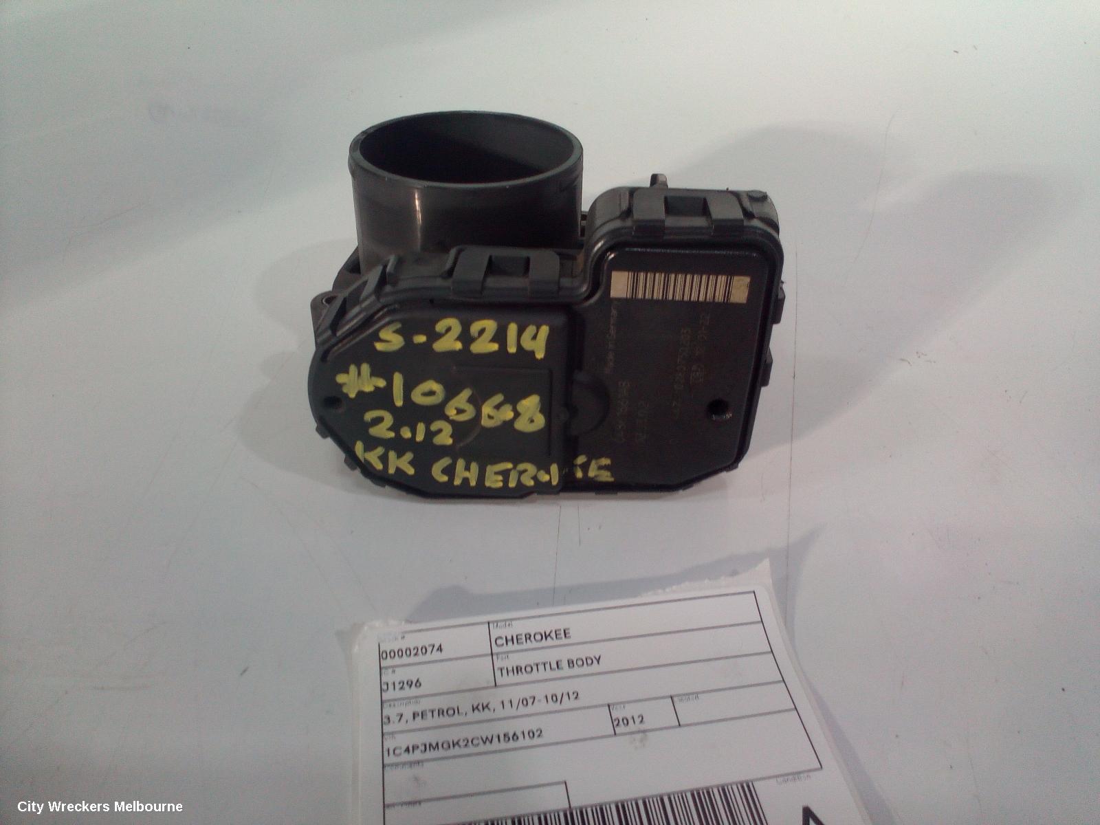 JEEP CHEROKEE THROTTLE BODY, 3.7, PETROL, KK, 11/2007 - 10/2012