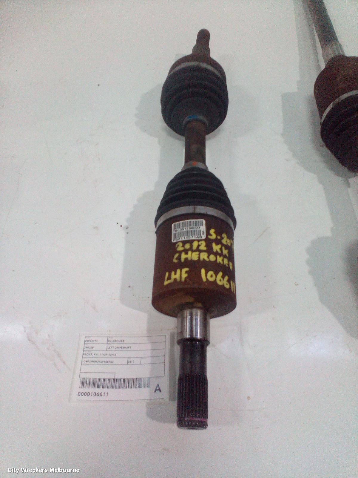 JEEP CHEROKEE LEFT DRIVESHAFT, FRONT, KK, 11/2007 - 10/2012