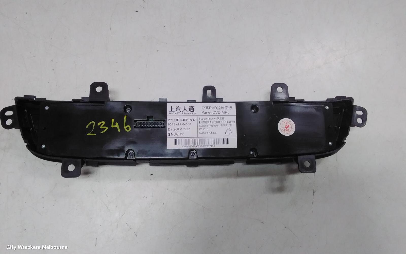 LDV G10 RADIO/CD/DVD/SAT/TV, DISPLAY UNIT, 10IN TOUCHSCREEN, SV7A/SV7C, WAGON/VAN, 04/2015 ONWARDS