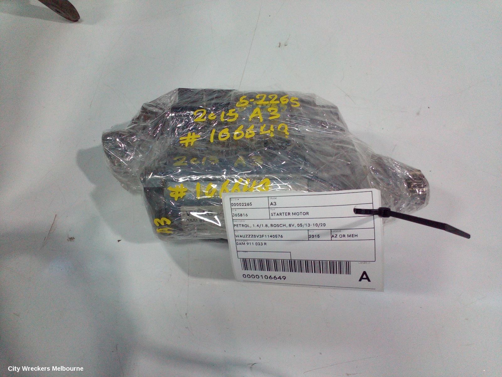 AUDI A3 STARTER, PETROL, 1.4/1.8, BOSCH, 8V, 05/2013 - 10/2020