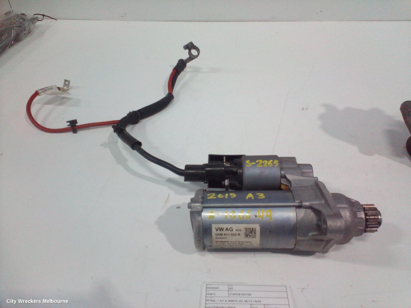 AUDI A3 STARTER, PETROL, 1.4/1.8, BOSCH, 8V, 05/2013 - 10/2020
