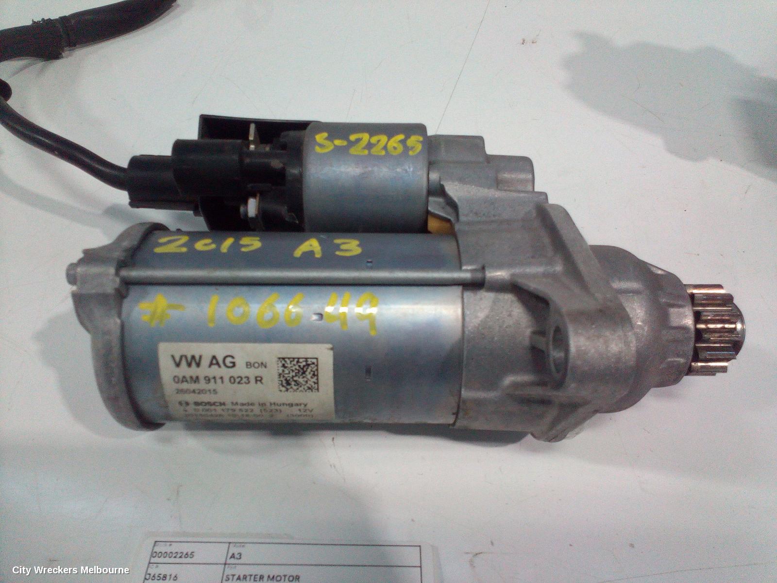 AUDI A3 STARTER, PETROL, 1.4/1.8, BOSCH, 8V, 05/2013 - 10/2020