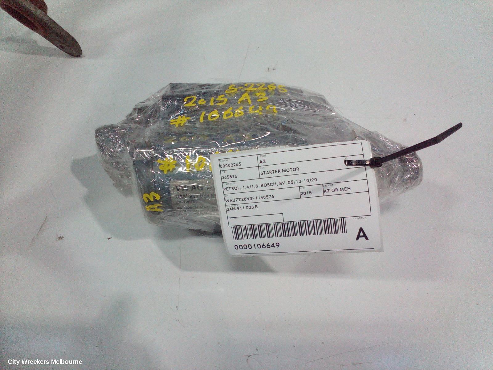 AUDI A3 STARTER, PETROL, 1.4/1.8, BOSCH, 8V, 05/2013 - 10/2020